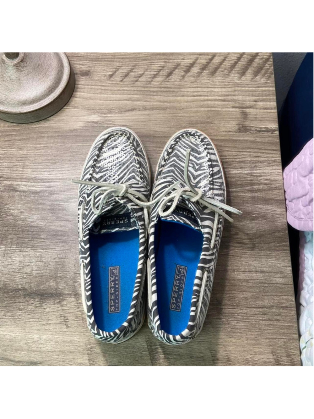 Sperry Top-Sider white and black zebra print boat shoes #preppy #summer - Picture 3 of 6